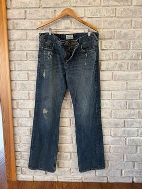 Aeropostale Men's Straight Dark Wash Distressed Jeans